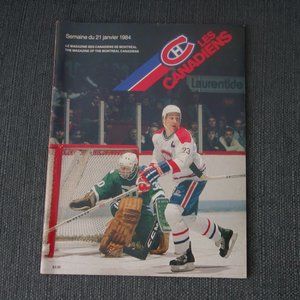 Vintage Whalers de Hartford vs Canadiens de Montreal January 23rd 1984 Program